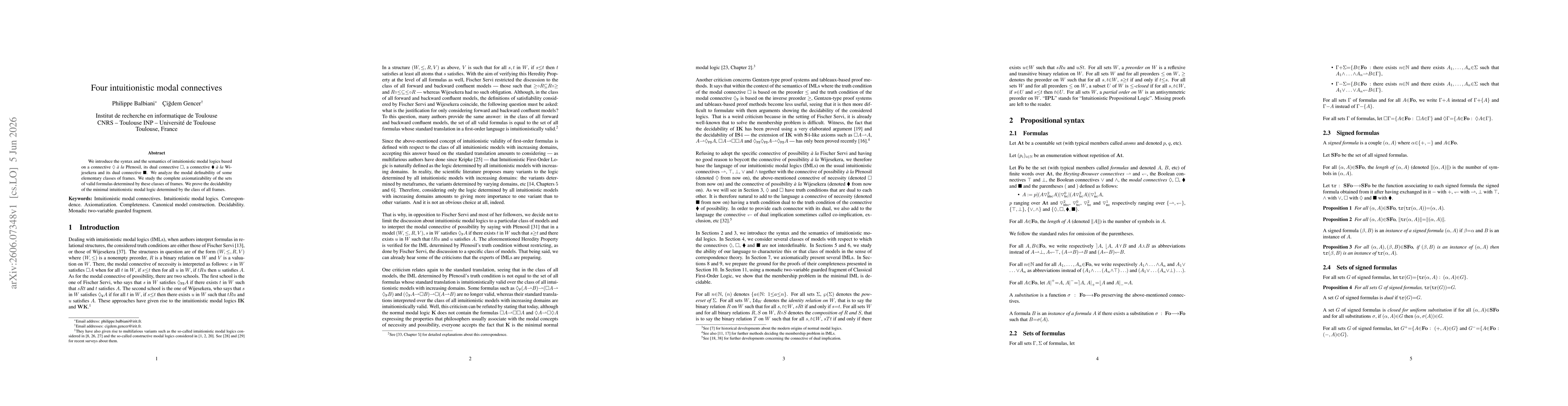Thumbnail for Four intuitionistic modal connectives