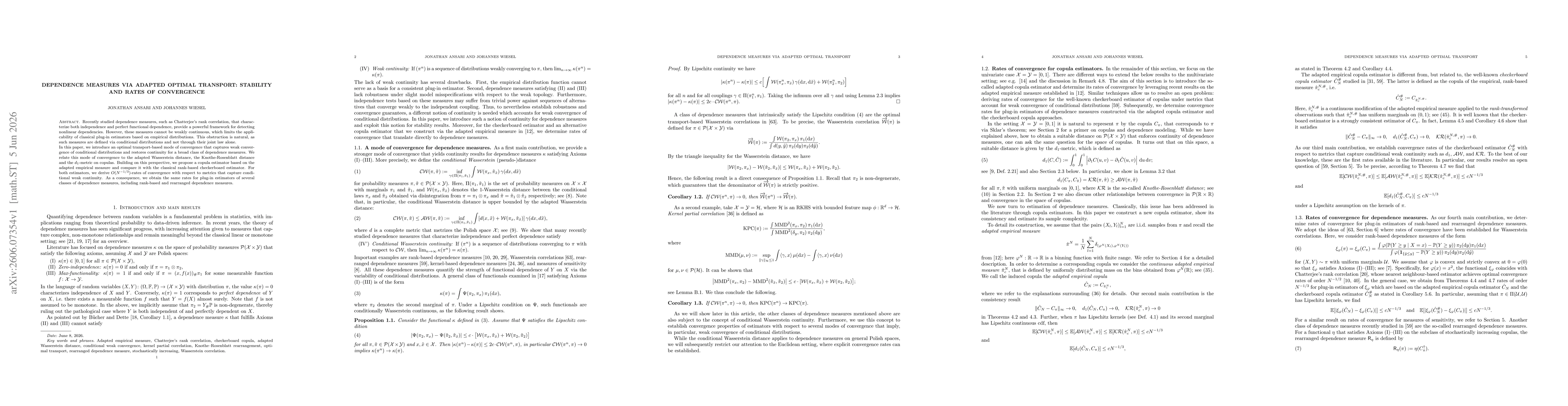 Thumbnail for Dependence Measures via Adapted Optimal Transport: Stability and Rates of Convergence
