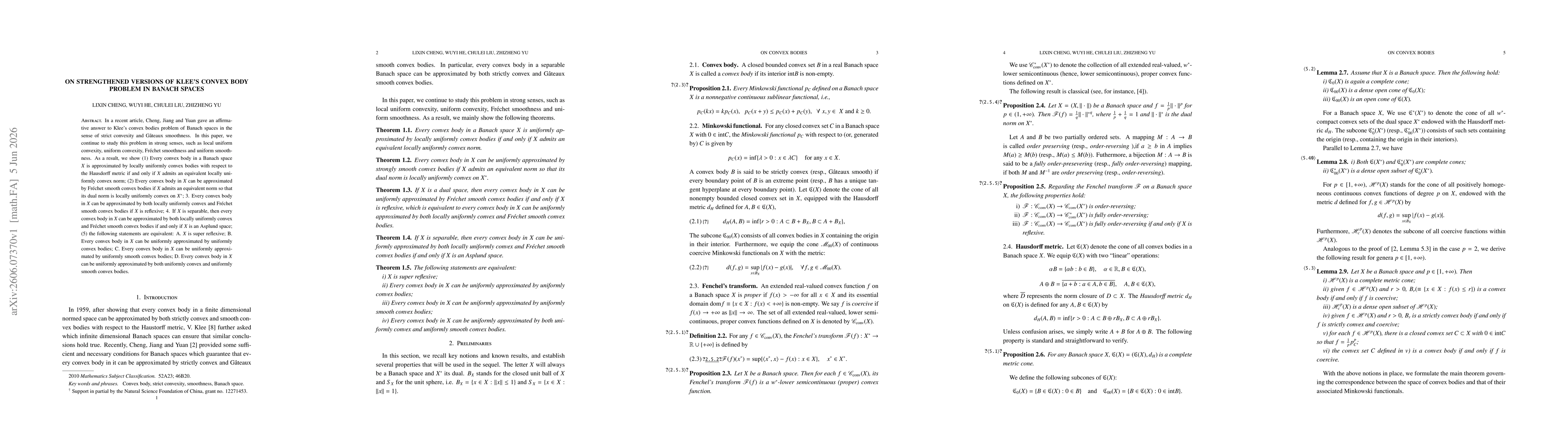 Thumbnail for On strengthened versions of Klee's convex body problem in Banach spaces