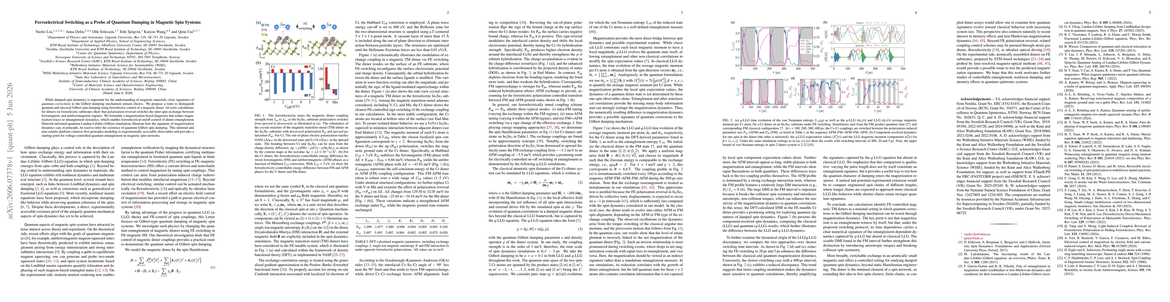 Thumbnail for Ferroelectrical Switching as a Probe of Quantum Damping in Magnetic Spin Systems