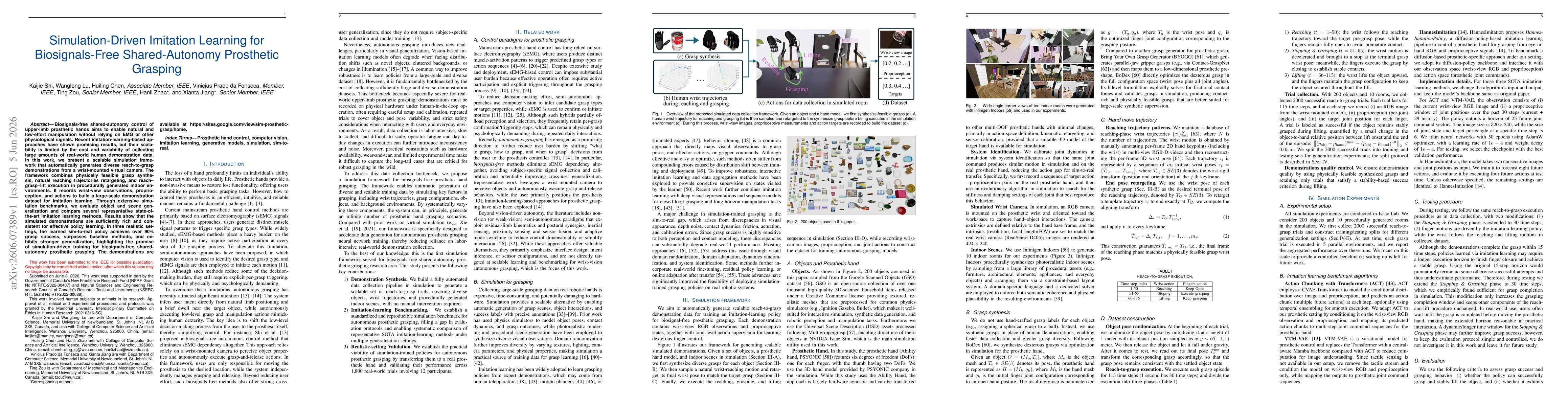 Thumbnail for Simulation-Driven Imitation Learning for Biosignals-Free Shared-Autonomy Prosthetic Grasping