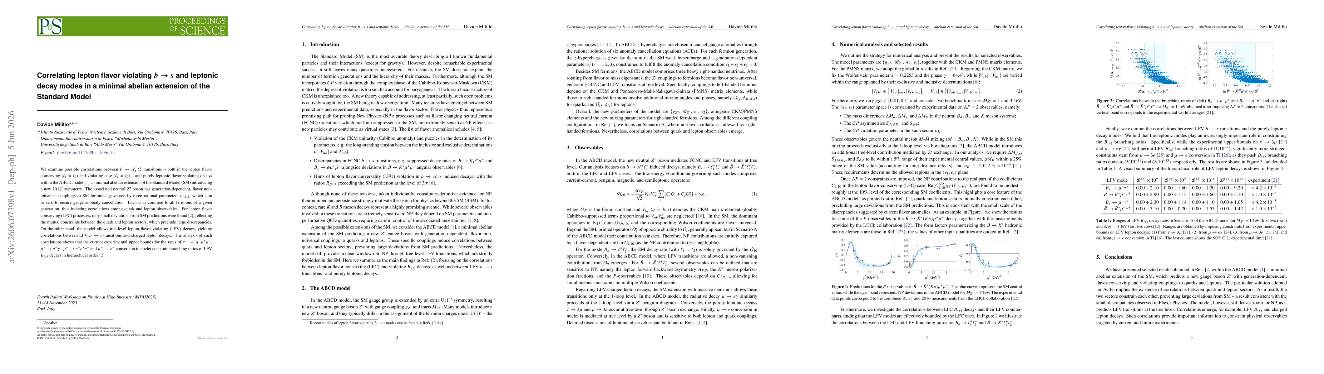 Thumbnail for Correlating lepton flavor violating $b \to s$ and leptonic decay modes in a minimal abelian extension of the Standard Model