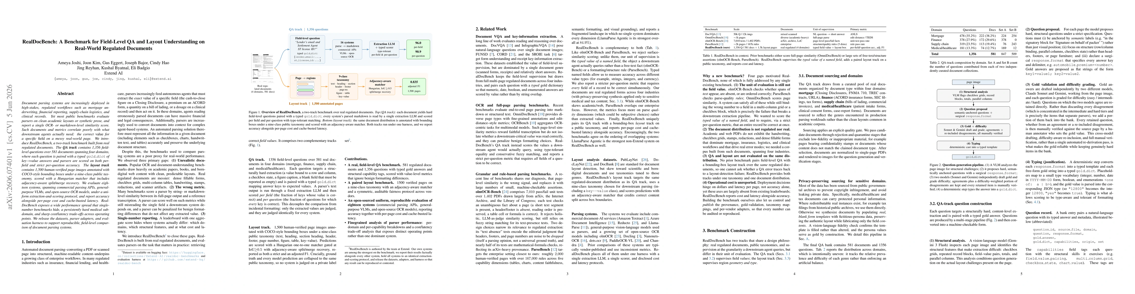 Thumbnail for RealDocBench: A Benchmark for Field-Level QA and Layout Understanding on Real-World Regulated Documents