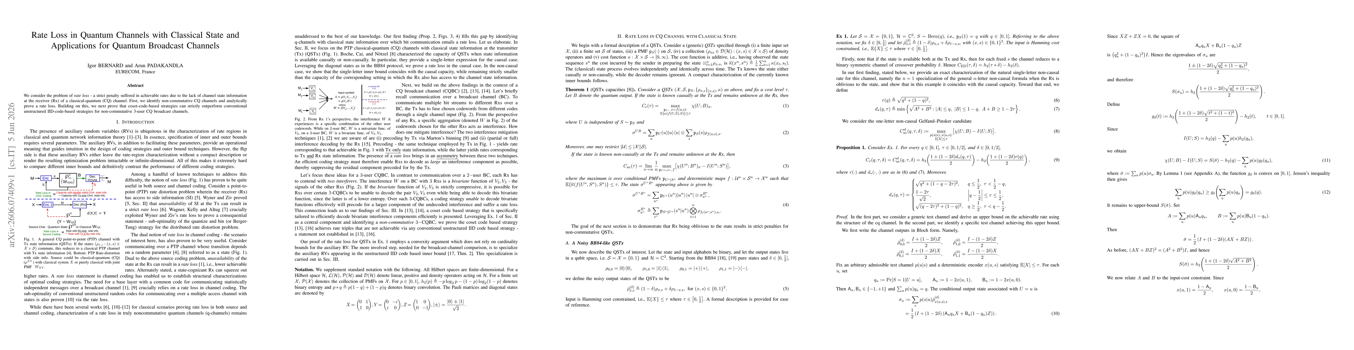 Thumbnail for Rate Loss in Quantum Channels with Classical State and Applications for Quantum Broadcast Channels