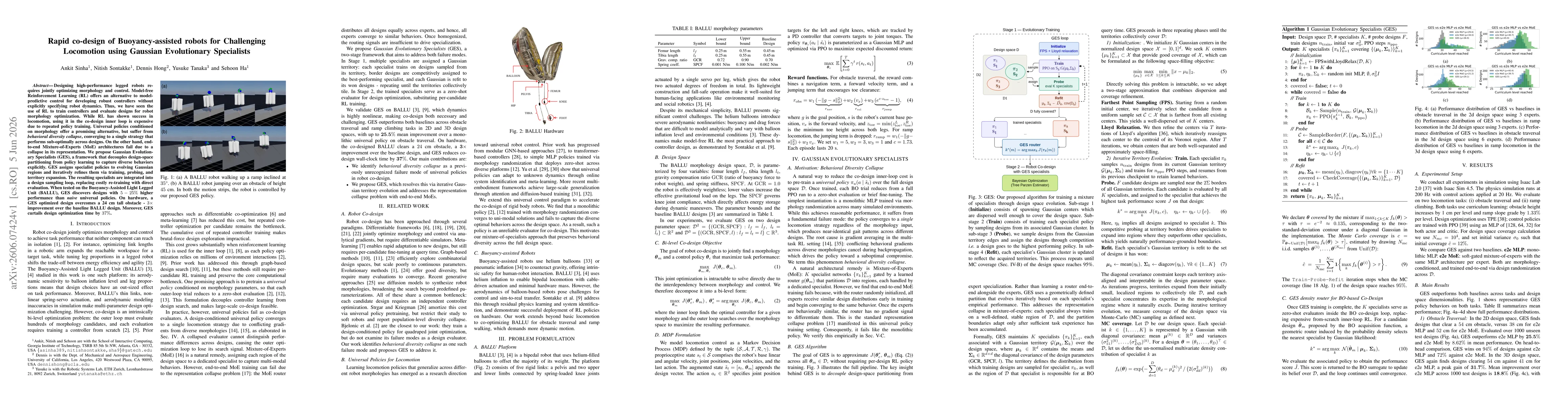 Thumbnail for Rapid co-design of Buoyancy-assisted robots for Challenging Locomotion using Gaussian Evolutionary Specialists