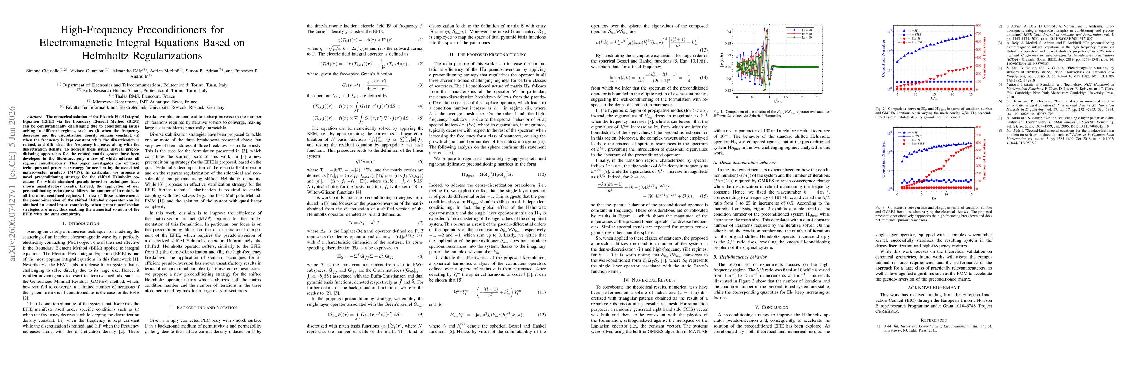 Thumbnail for High-Frequency Preconditioners for Electromagnetic Integral Equations Based on Helmholtz Regularizations