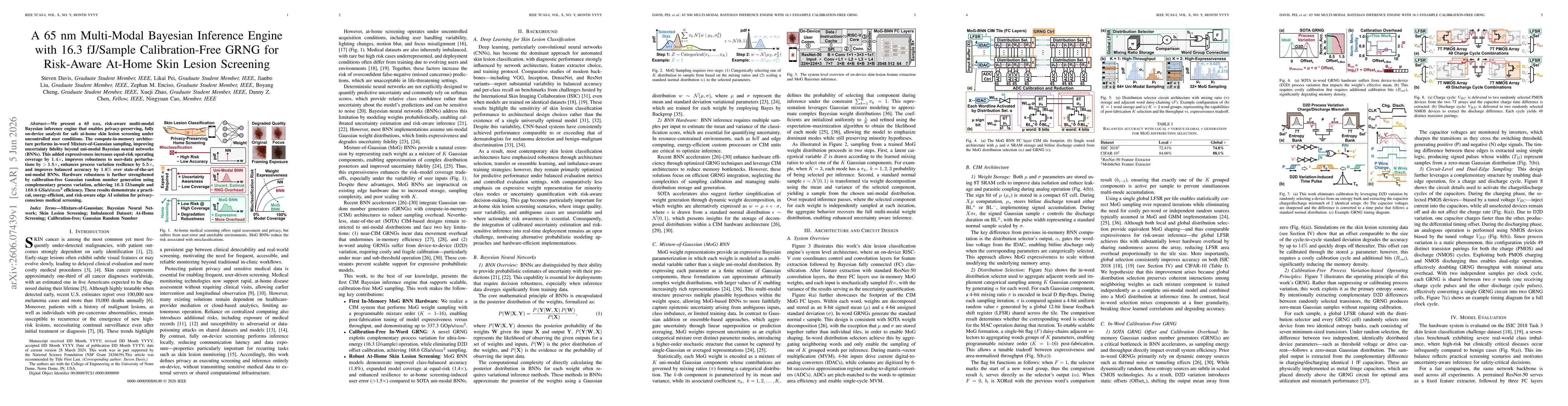 Thumbnail for A 65 nm Multi-Modal Bayesian Inference Engine with 16.3 fJ/Sample Calibration-Free GRNG for Risk-Aware At-Home Skin Lesion Screening