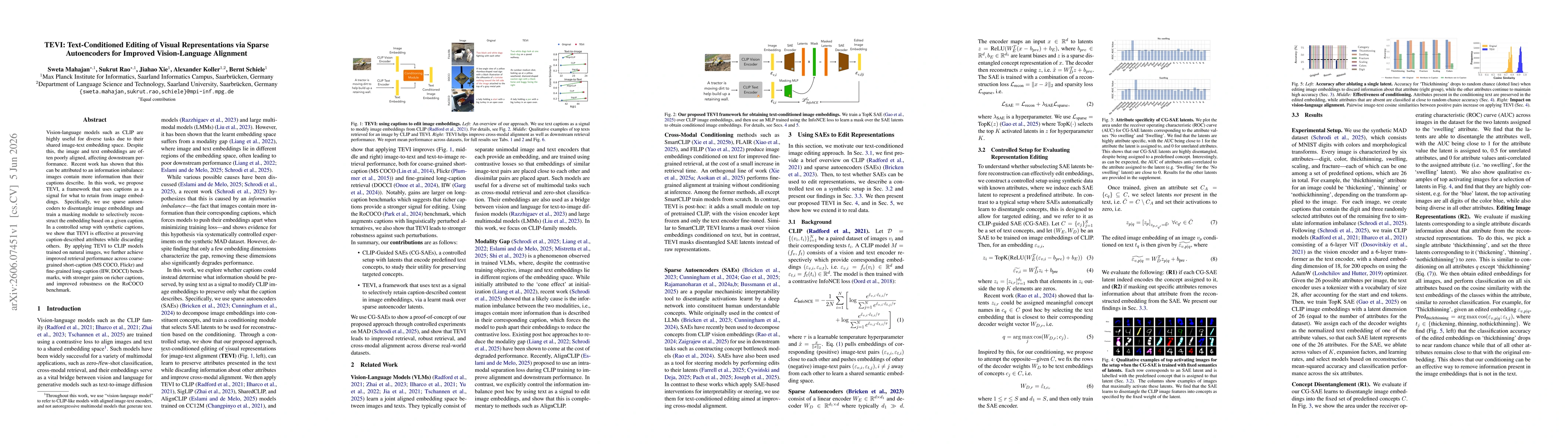 Thumbnail for TEVI: Text-Conditioned Editing of Visual Representations via Sparse Autoencoders for Improved Vision-Language Alignment