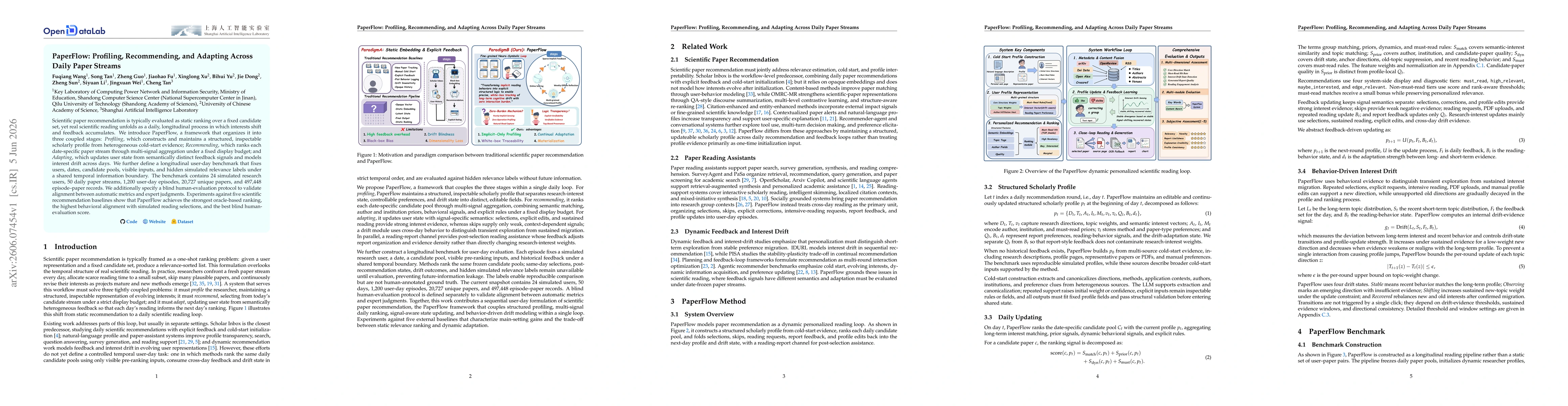 Thumbnail for PaperFlow: Profiling, Recommending, and Adapting Across Daily Paper Streams