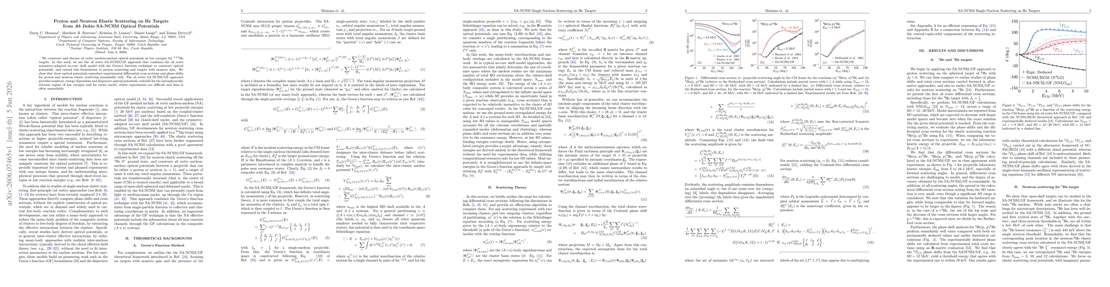 Thumbnail for Proton and Neutron Elastic Scattering on He Targets from $\textit{Ab Initio}$ SA-NCSM Optical Potentials