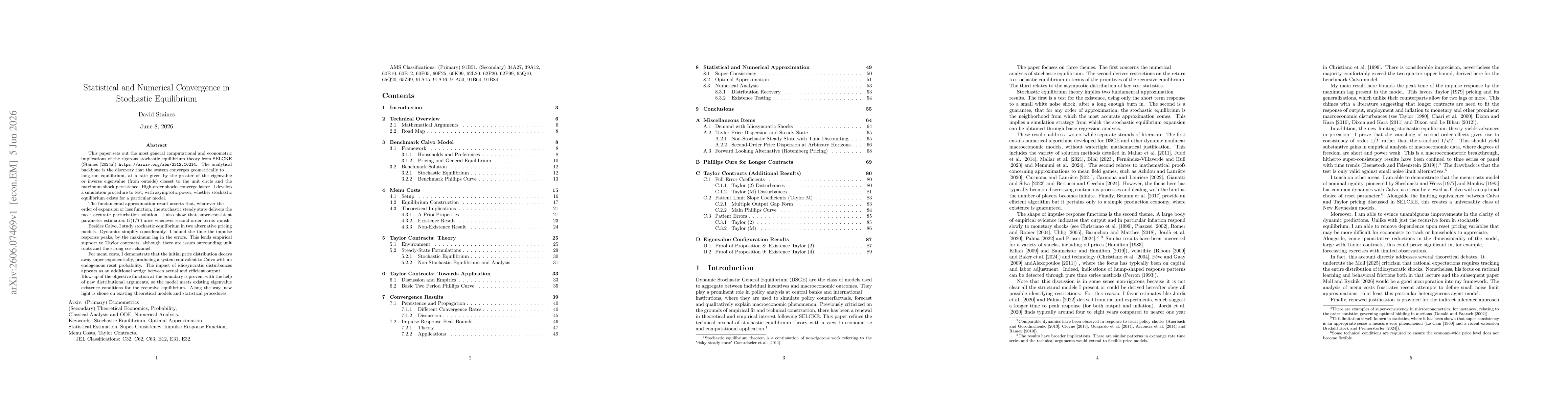Thumbnail for Statistical and Numerical Convergence in Stochastic Equilibrium