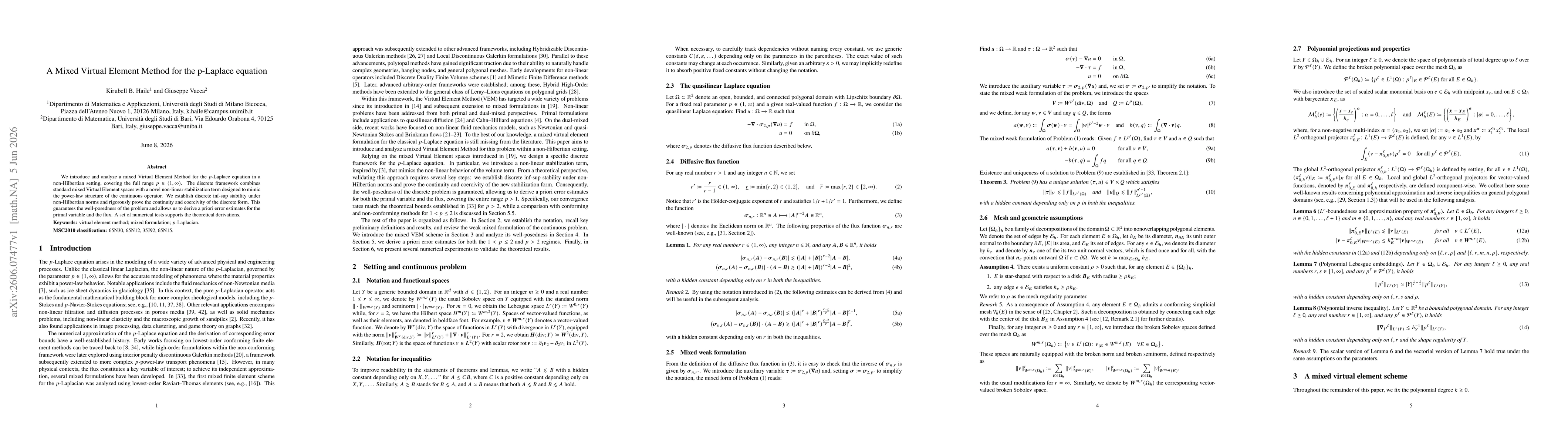 Thumbnail for A Mixed Virtual Element Method for the p-Laplace equation
