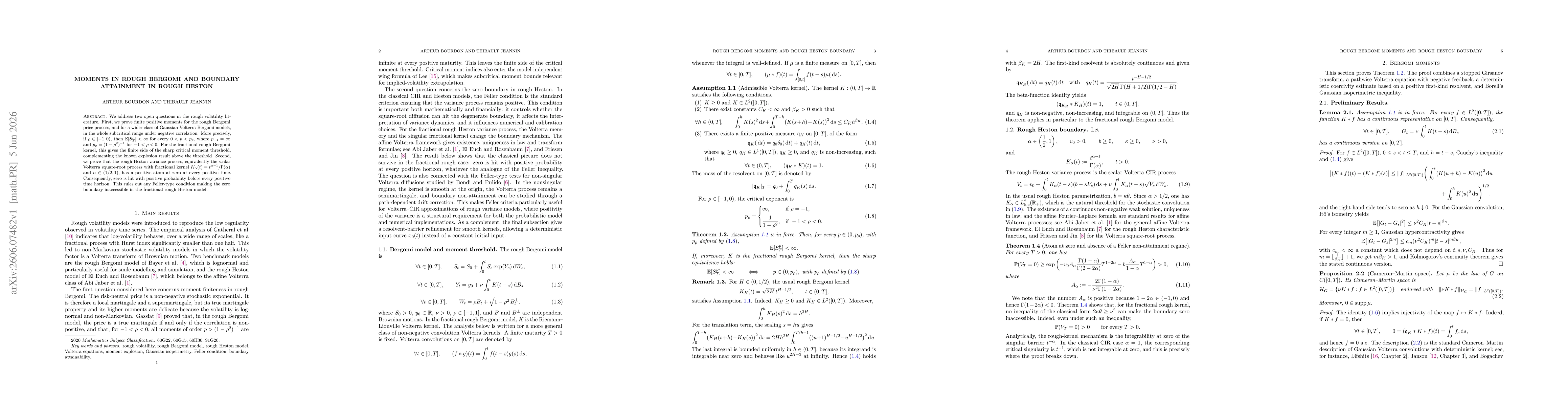 Thumbnail for Moments in Rough Bergomi and Boundary Attainment in Rough Heston