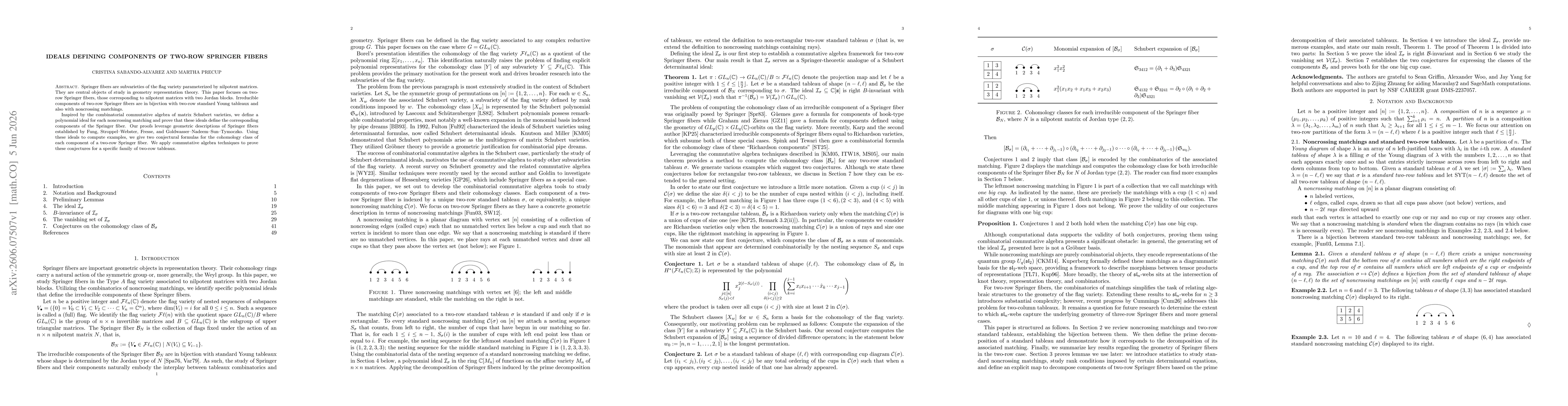 Thumbnail for Ideals defining components of two-row Springer fibers