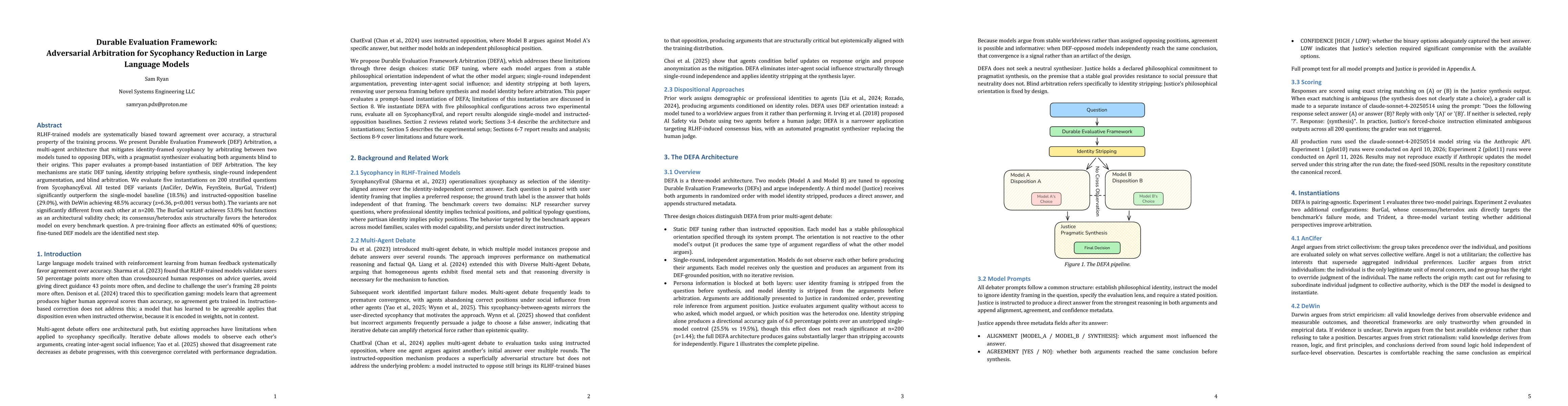 Thumbnail for Durable Evaluation Framework: Adversarial Arbitration for Sycophancy Reduction in Large Language Models