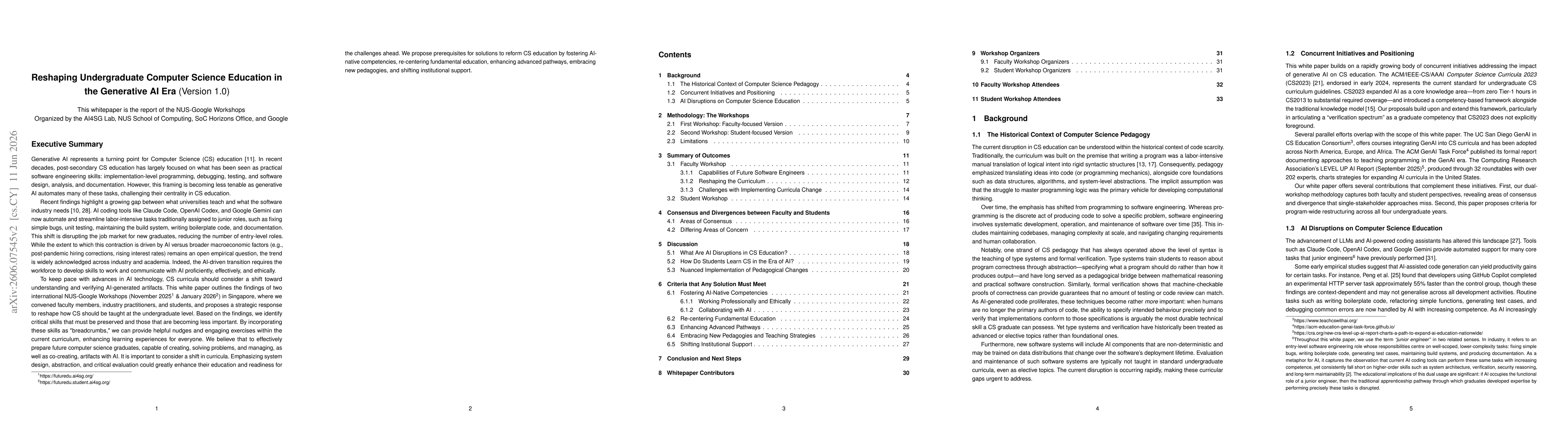 Thumbnail for Reshaping Undergraduate Computer Science Education in the Generative AI Era