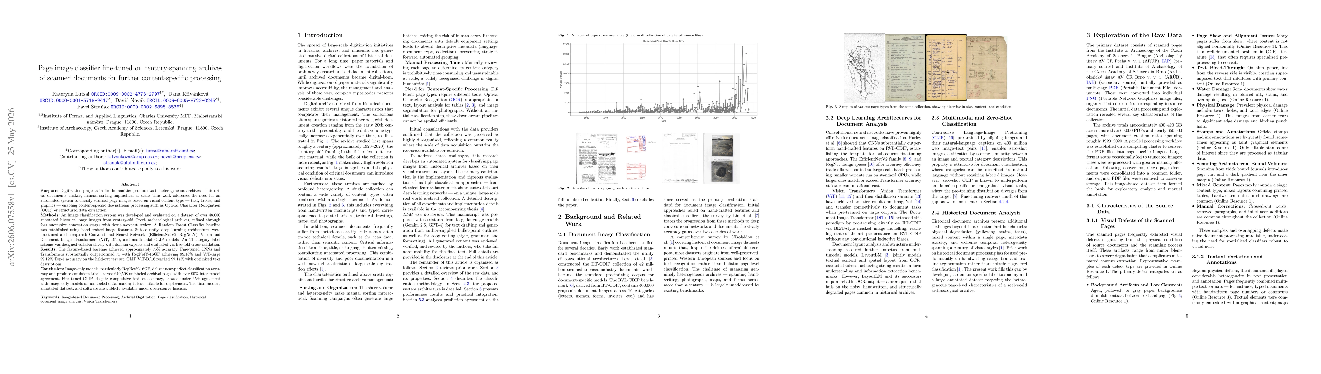Thumbnail for Page image classifier fine-tuned on century-spanning archives of scanned documents for further content-specific processing