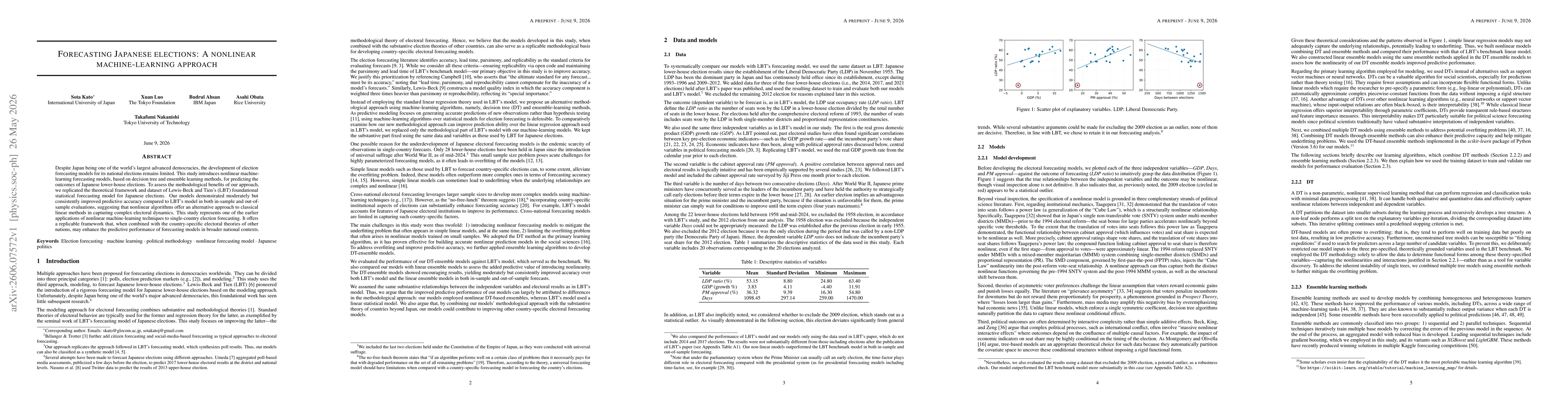 Thumbnail for Forecasting Japanese elections: A nonlinear machine-learning approach