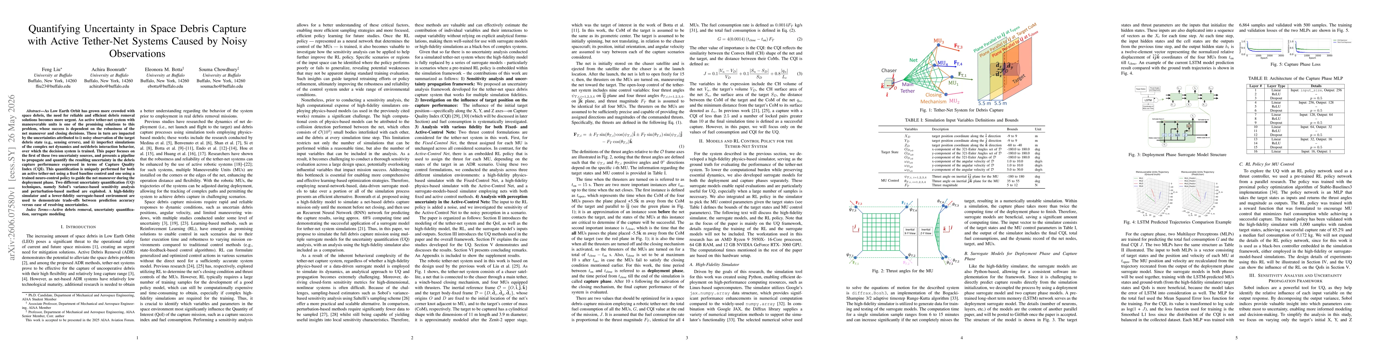 Thumbnail for Quantifying Uncertainty in Space Debris Capture with Active Tether-Net Systems Caused by Noisy Observations