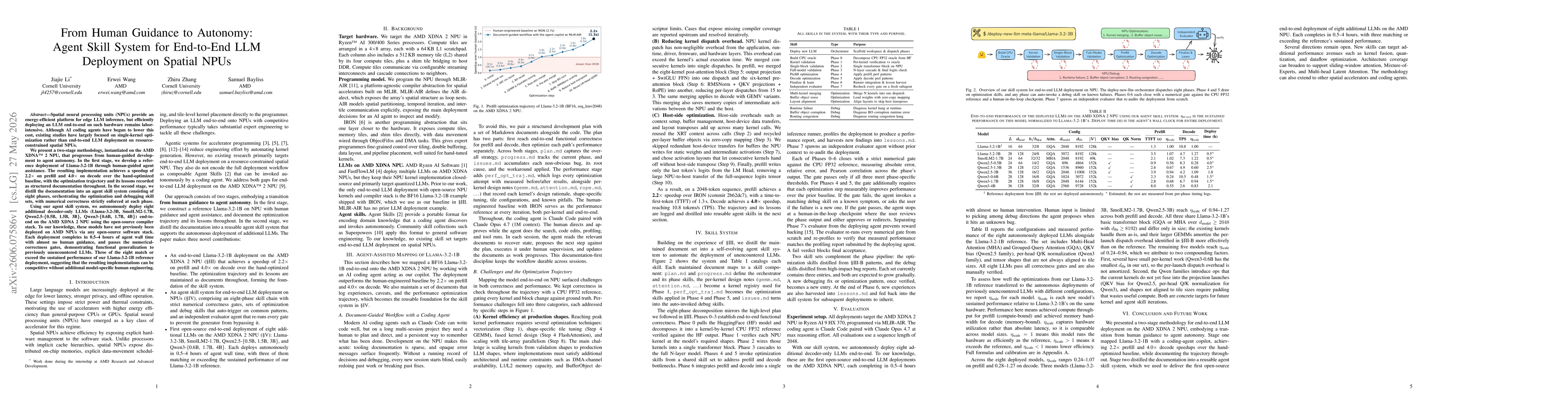Thumbnail for From Human Guidance to Autonomy: Agent Skill System for End-to-End LLM Deployment on Spatial NPUs