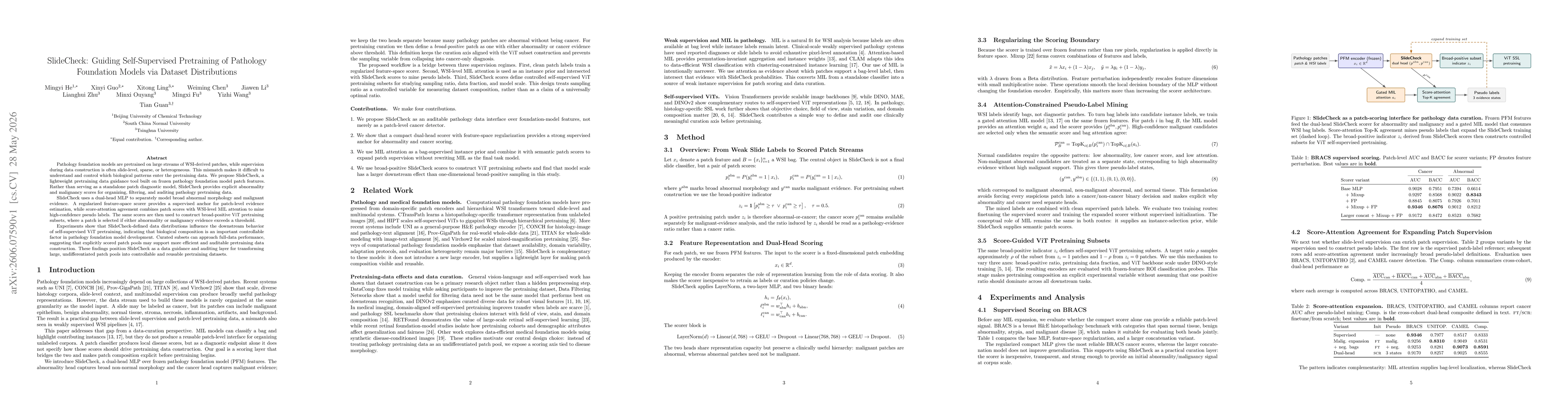 Thumbnail for SlideCheck: Guiding Self-Supervised Pretraining of Pathology Foundation Models via Dataset Distributions