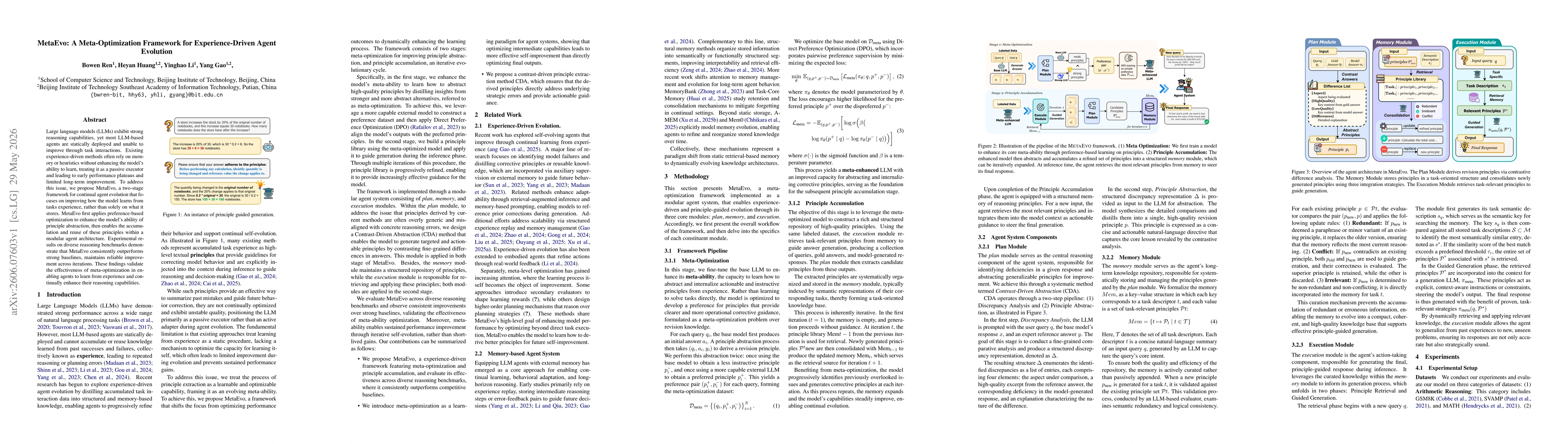 Thumbnail for MetaEvo: A Meta-Optimization Framework for Experience-Driven Agent Evolution