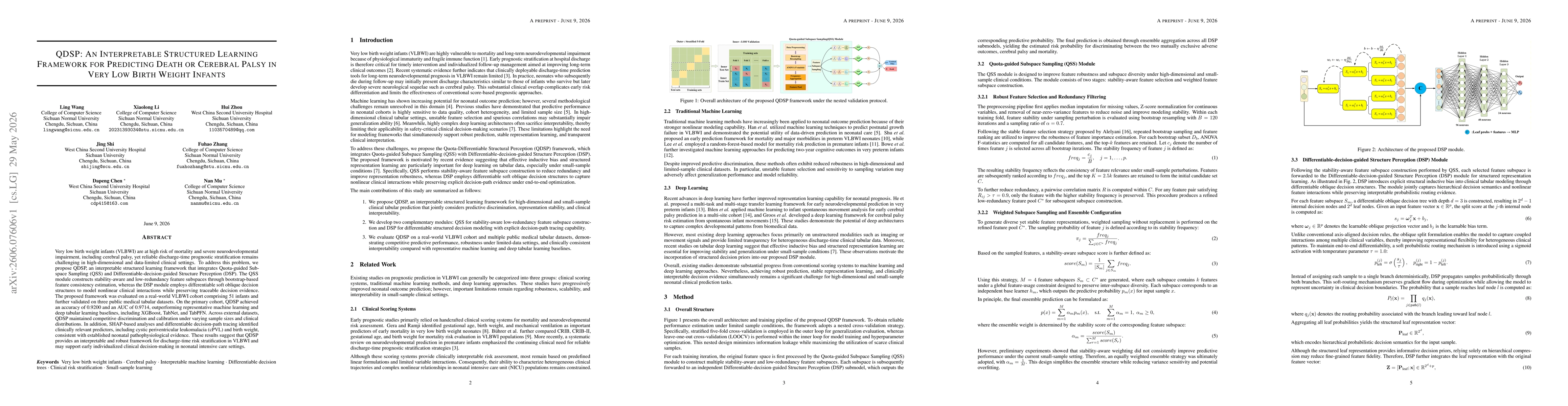 Thumbnail for QDSP: An Interpretable Structured Learning Framework for Predicting Death or Cerebral Palsy in Very Low Birth Weight Infants