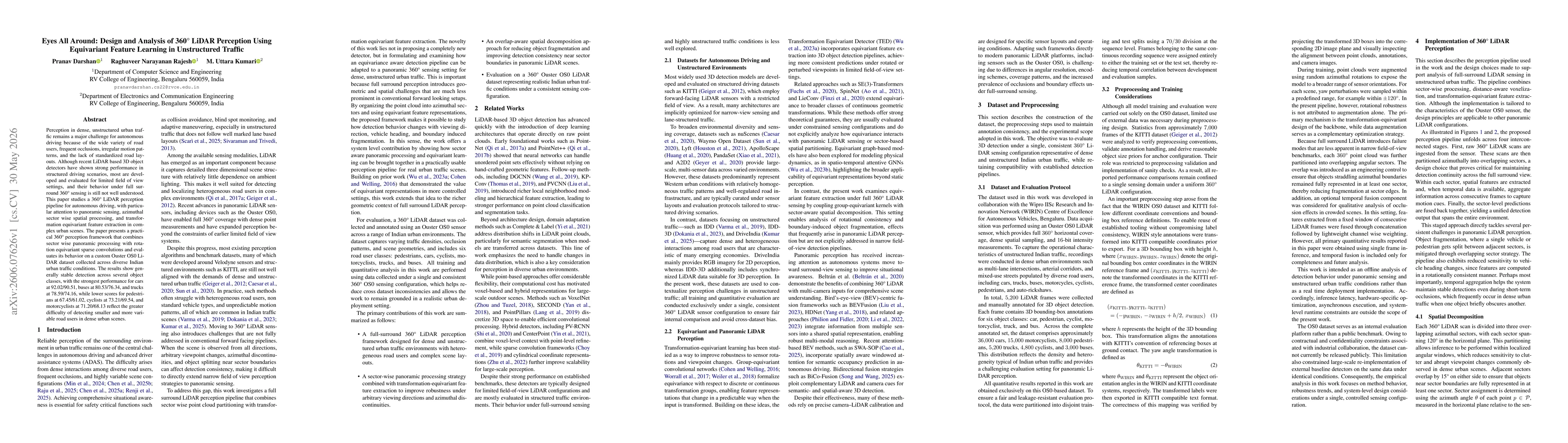 Thumbnail for Eyes All Around: Design and Analysis of 360-Degree LiDAR Perception Using Equivariant Feature Learning in Unstructured Traffic