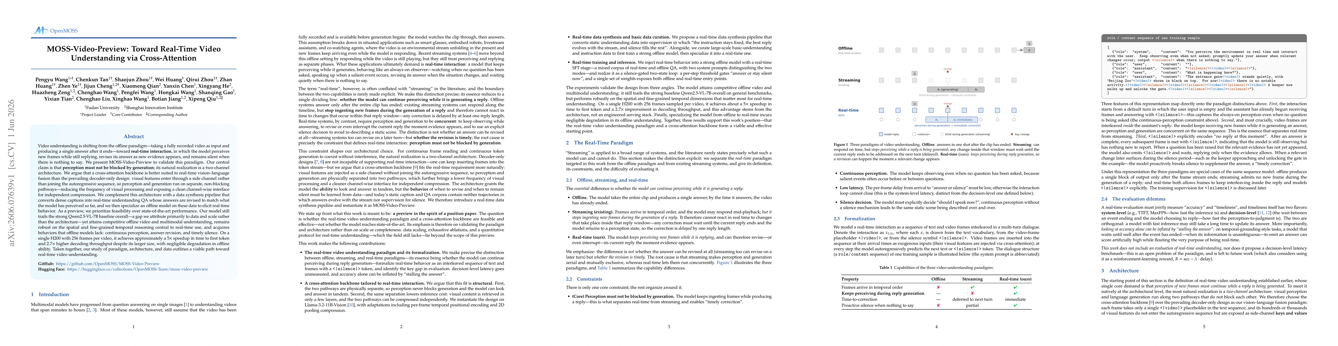 Thumbnail for MOSS-Video-Preview: Toward Real-Time Video Understanding via Cross-Attention