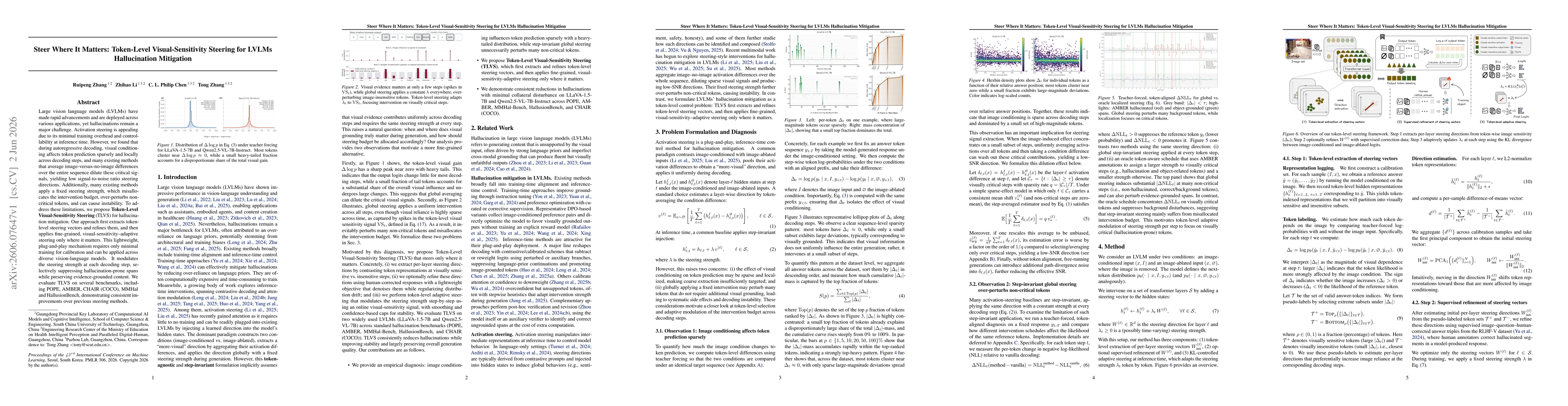 Thumbnail for Steer Where It Matters: Token-Level Visual-Sensitivity Steering for LVLMs Hallucination Mitigation