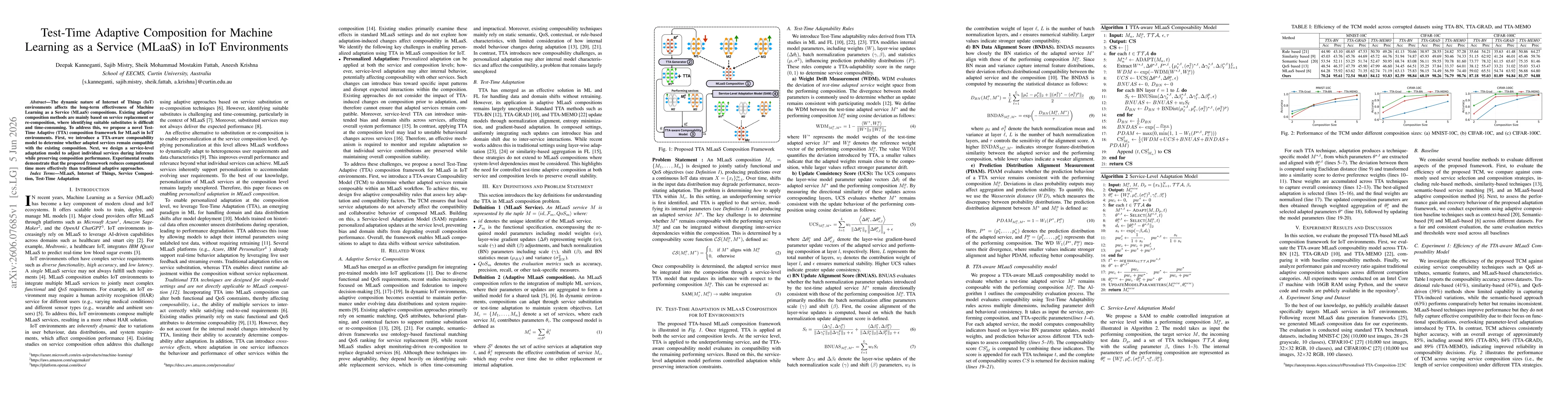 Thumbnail for Test-Time Adaptive Composition for Machine Learning as a Service (MLaaS) in IoT Environments