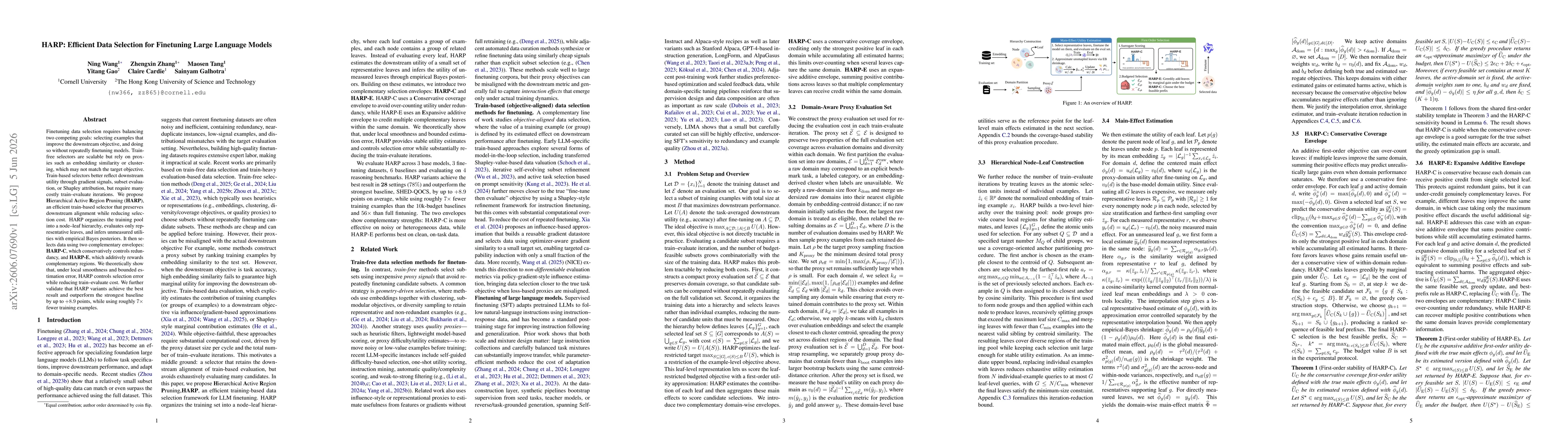 Thumbnail for HARP: Efficient Data Selection for Finetuning Large Language Models
