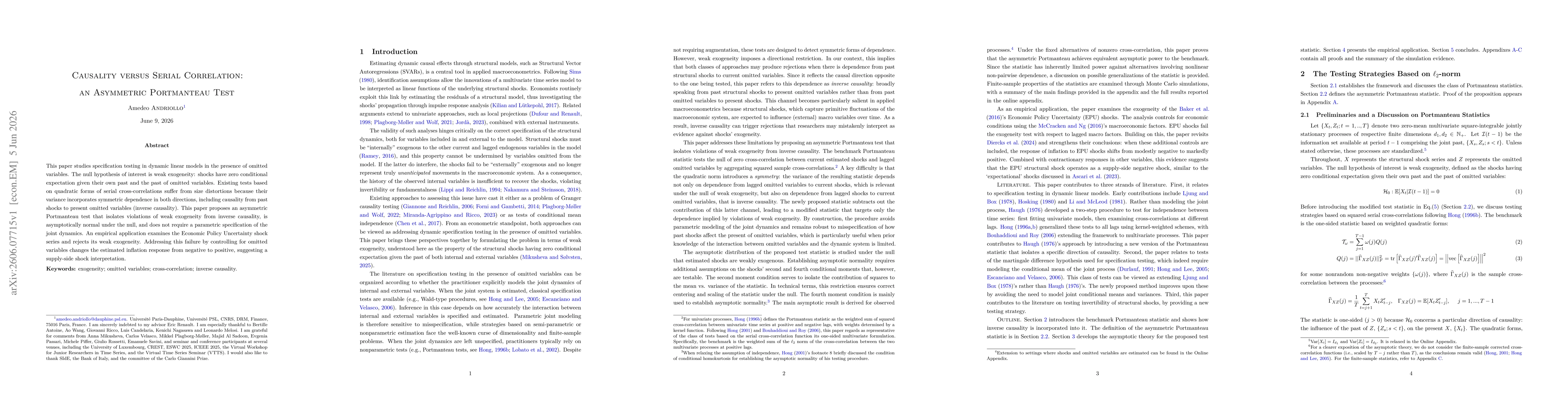Thumbnail for Causality versus Serial Correlation: an Asymmetric Portmanteau Test