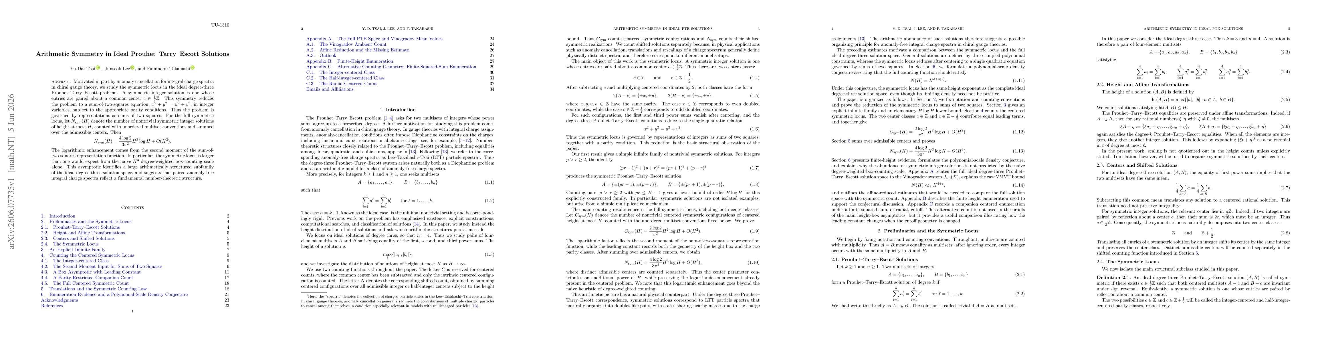 Thumbnail for Arithmetic Symmetry in Ideal Prouhet-Tarry-Escott Solutions