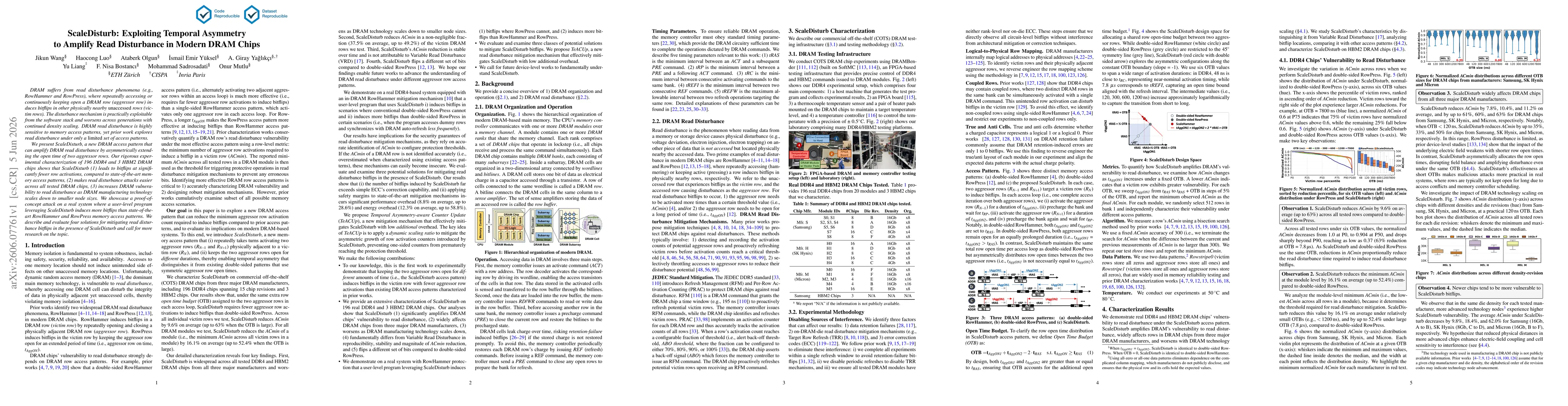 Thumbnail for ScaleDisturb: Exploiting Temporal Asymmetry to Amplify Read Disturbance in Modern DRAM Chips