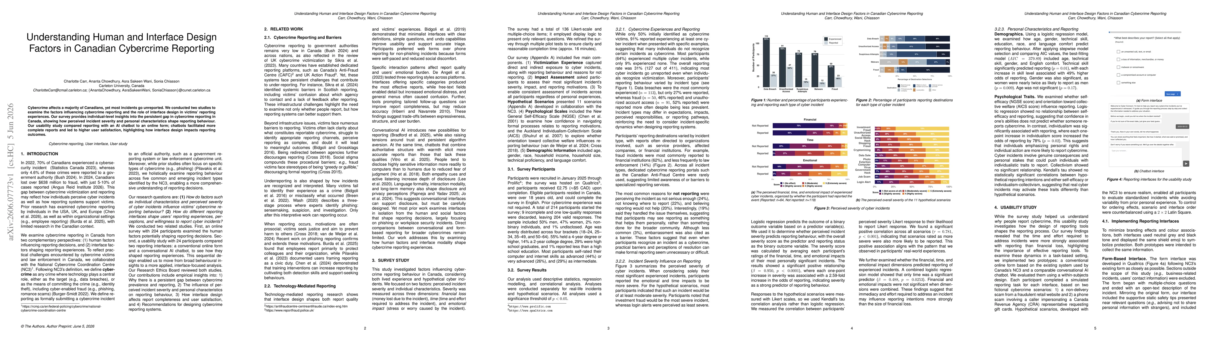 Thumbnail for Understanding Human and Interface Design Factors in Canadian Cybercrime Reporting