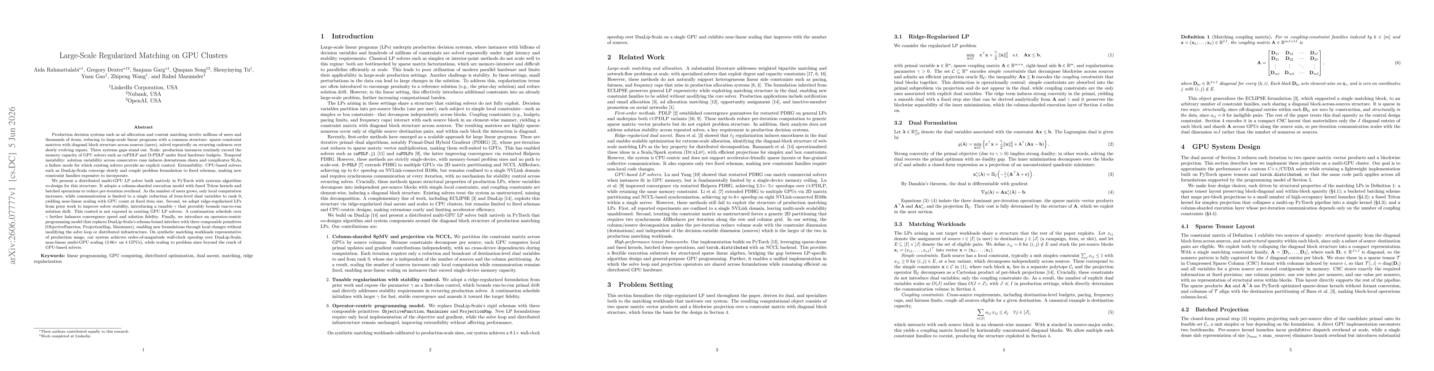 Thumbnail for Large-Scale Regularized Matching on GPU Clusters