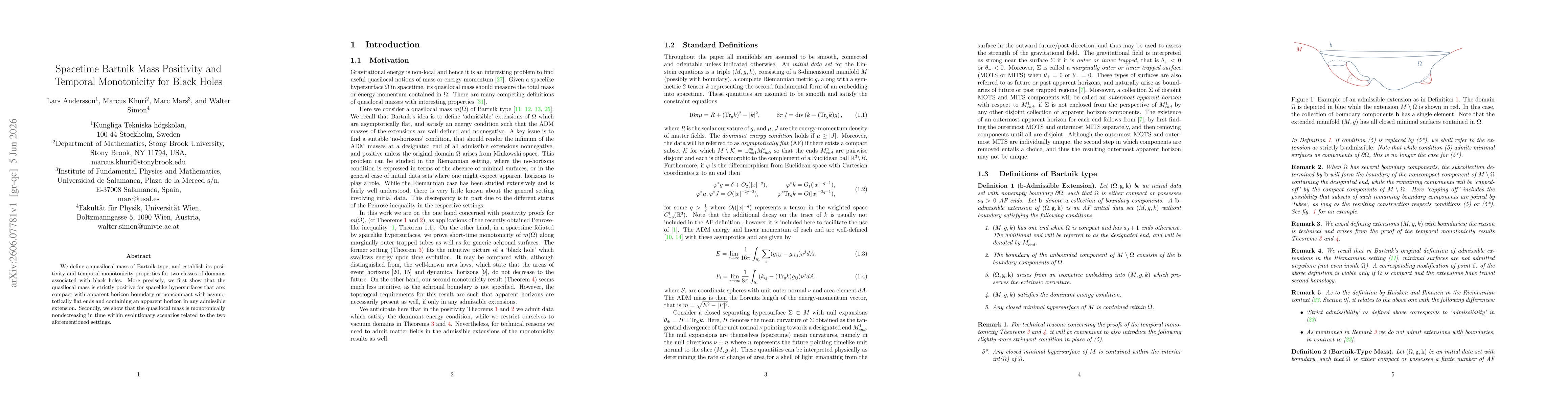 Thumbnail for Spacetime Bartnik Mass Positivity and Temporal Monotonicity for Black Holes