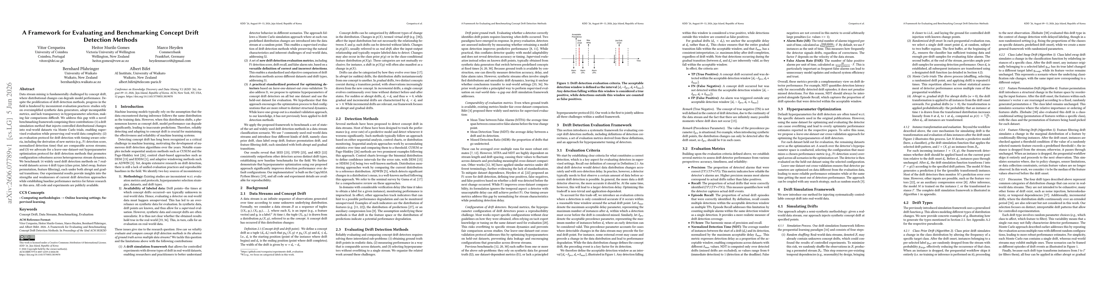 Thumbnail for A Framework for Evaluating and Benchmarking Concept Drift Detection Methods