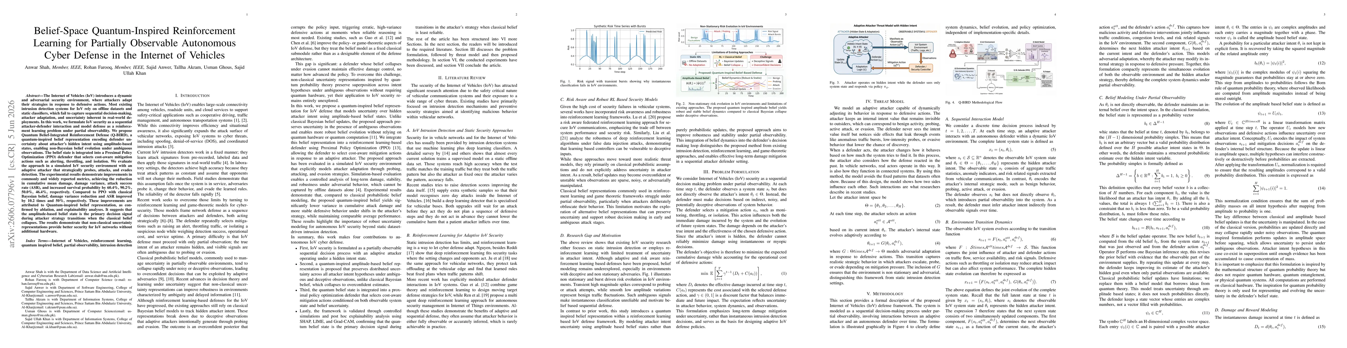 Thumbnail for Belief-Space Quantum-Inspired Reinforcement Learning for Partially Observable Autonomous Cyber Defense in the Internet of Vehicles