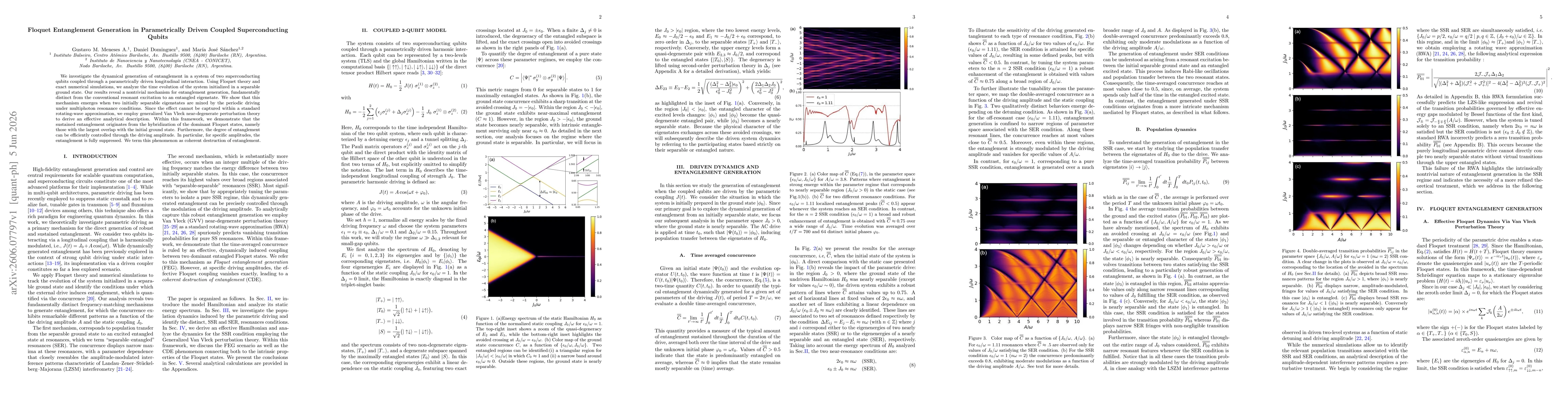 Thumbnail for Floquet Entanglement Generation in Parametrically Driven Coupled Superconducting Qubits