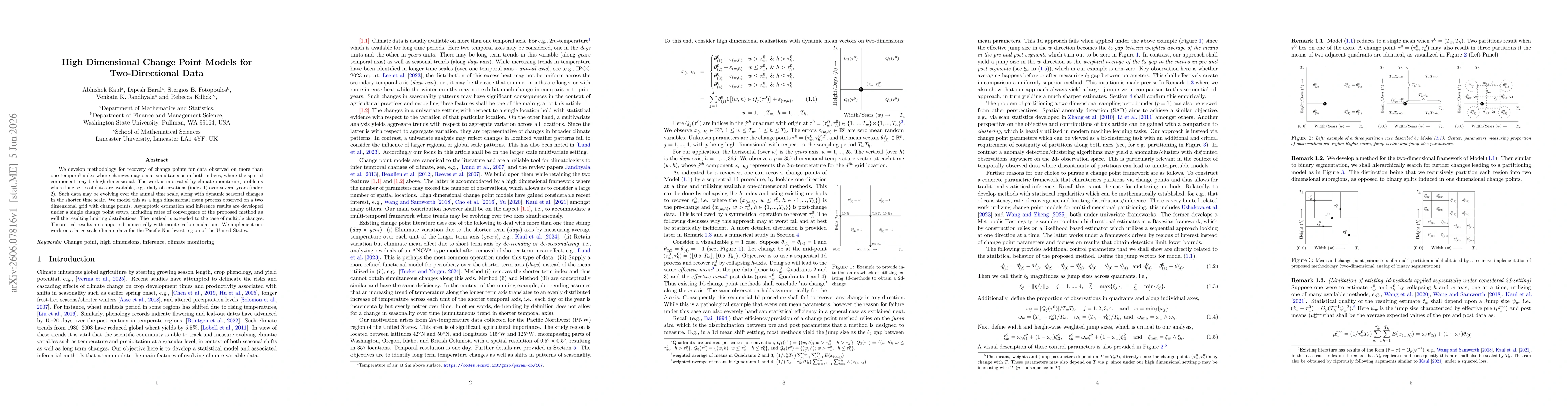 Thumbnail for High Dimensional Change Point Models for Two-Directional Data