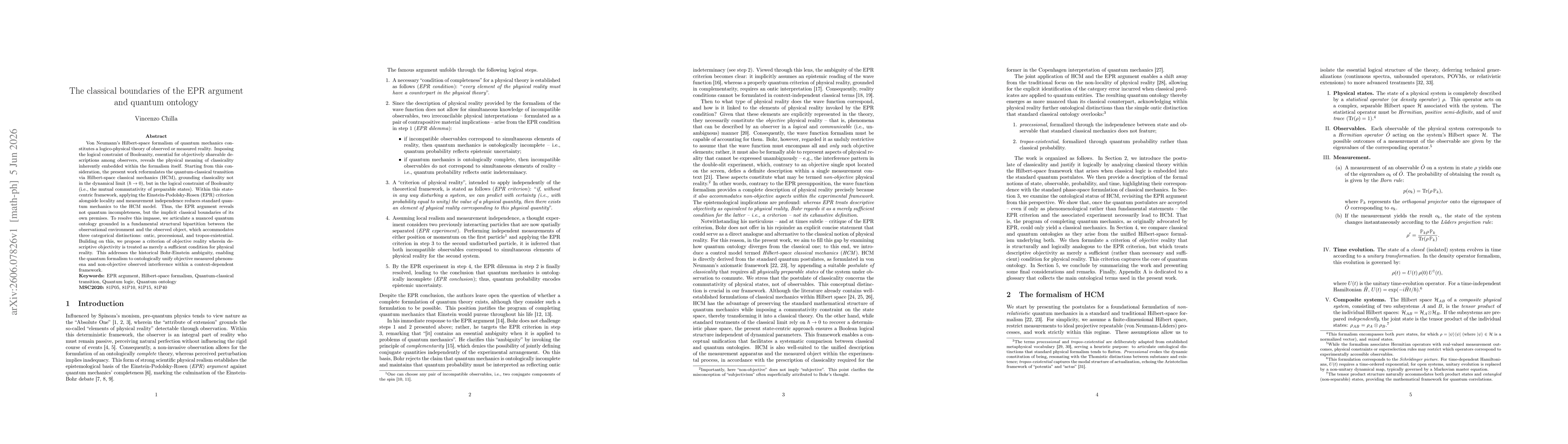 Thumbnail for The classical boundaries of the EPR argument and quantum ontology