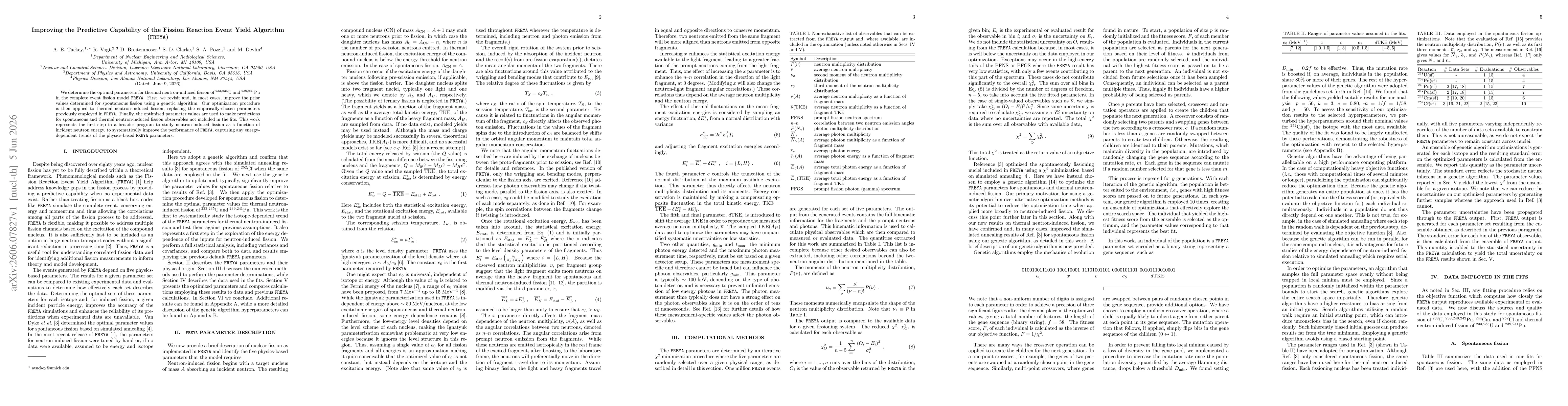 Thumbnail for Improving the Predictive Capability of the Fission Reaction Event Yield Algorithm ($\mathtt{FREYA}$)