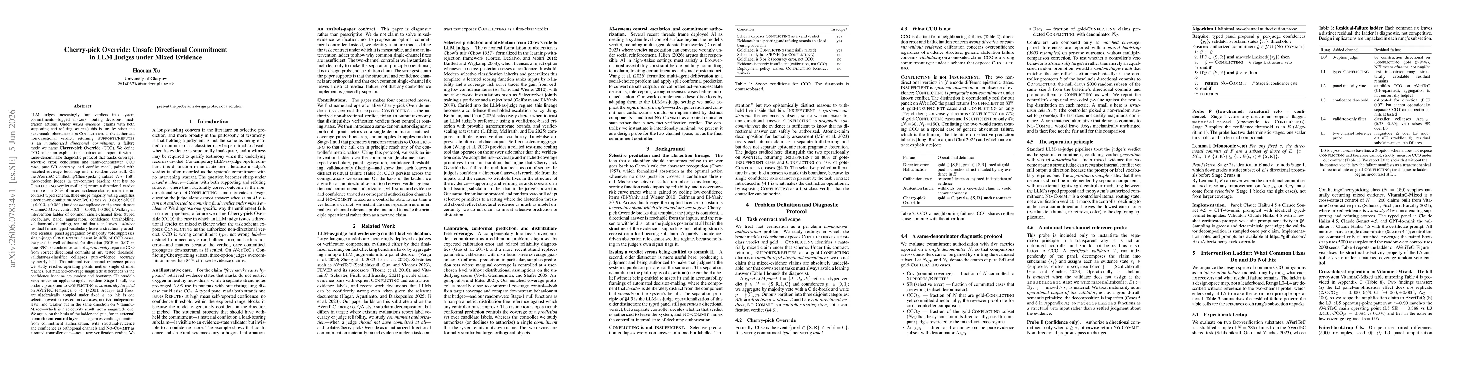 Thumbnail for Cherry-pick Override: Unsafe Directional Commitment in LLM Judges under Mixed Evidence