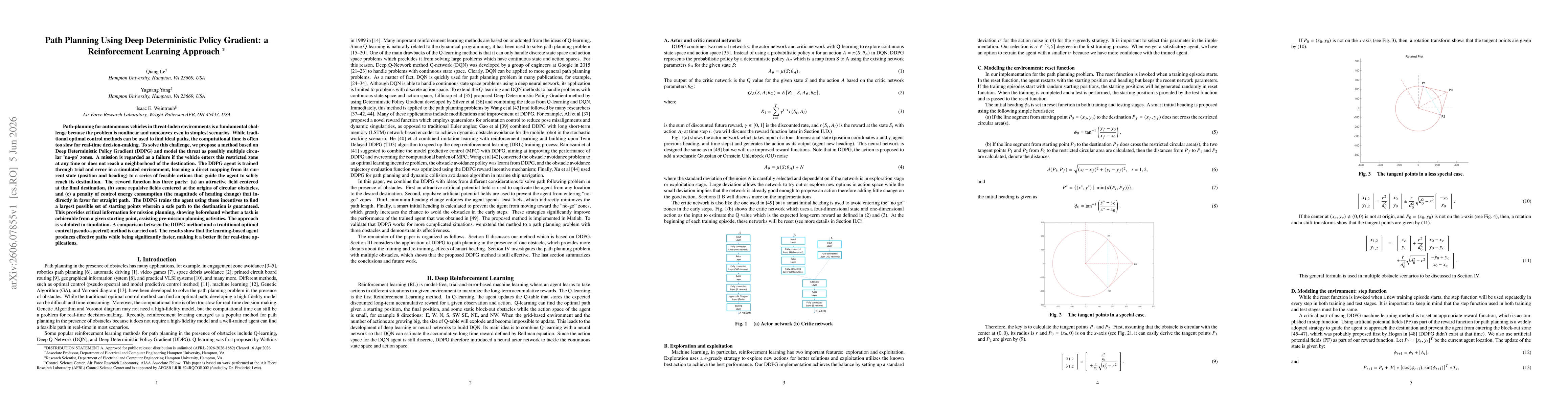 Thumbnail for Path Planning Using Deep Deterministic Policy Gradient: A Reinforcement Learning Approach