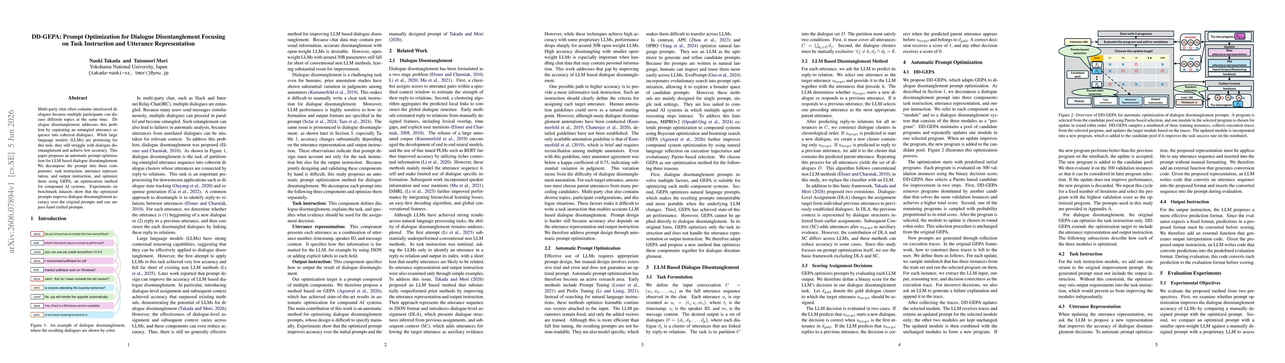 Thumbnail for DD-GEPA: Prompt Optimization for Dialogue Disentanglement Focusing on Task Instruction and Utterance Representation