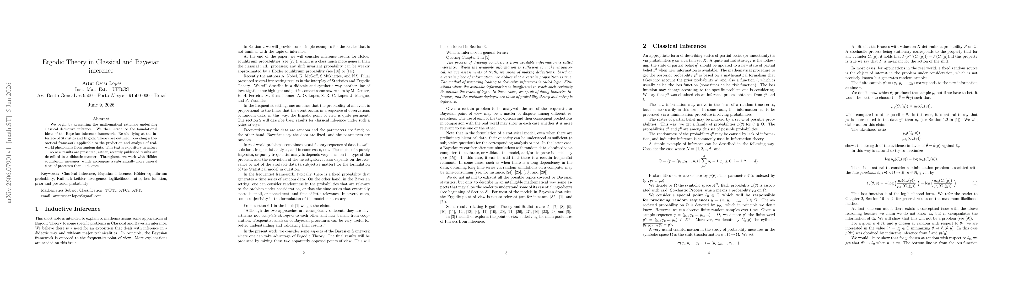 Thumbnail for Ergodic Theory in Classical and Bayesian Inference