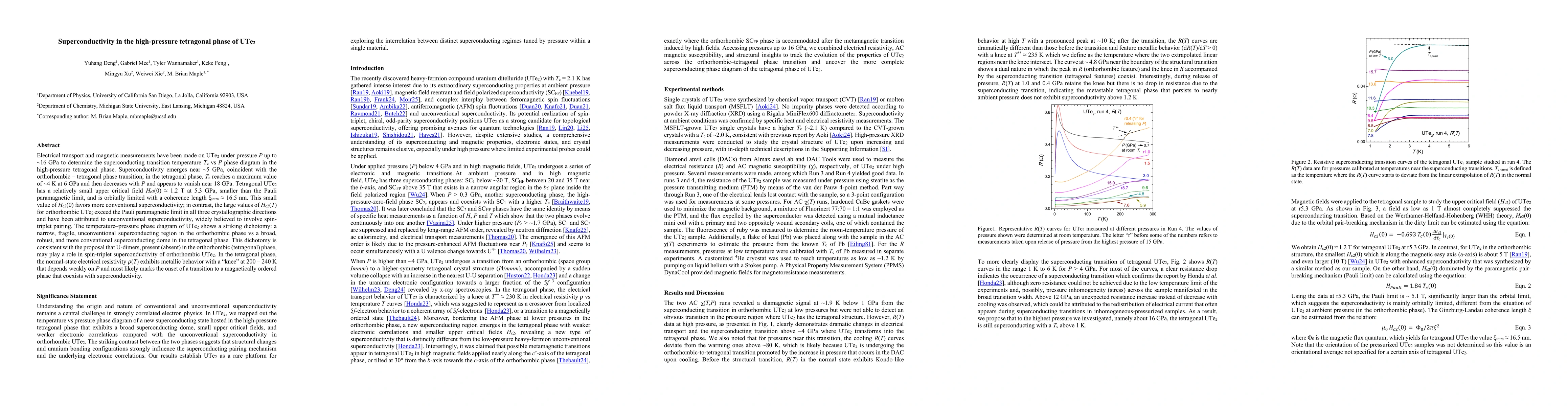 Thumbnail for Superconductivity in the high-pressure tetragonal phase of UTe2