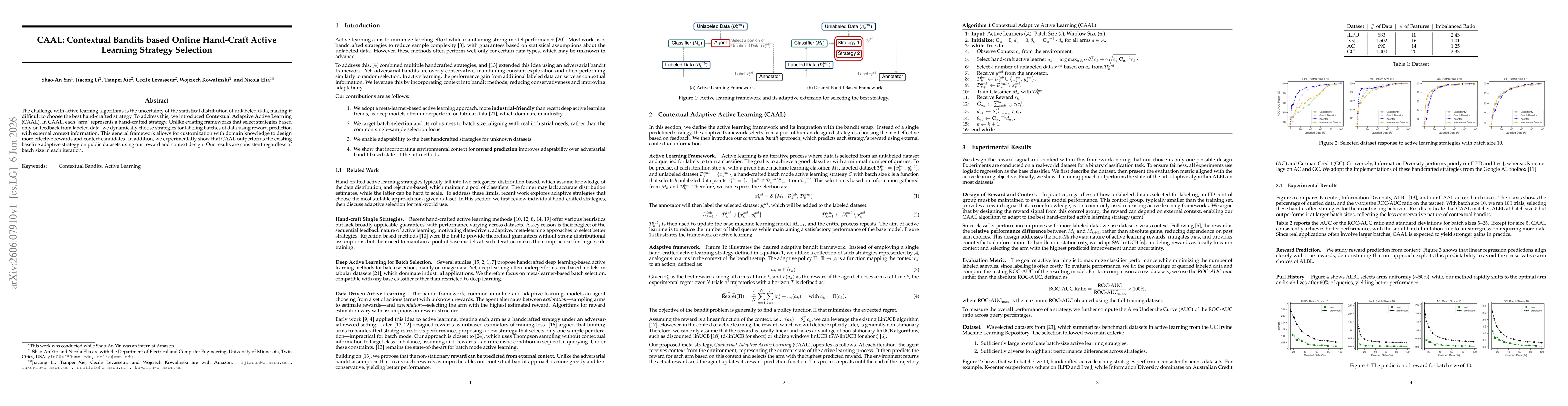 Thumbnail for CAAL: Contextual Bandits based Online Hand-Craft Active Learning Strategy Selection